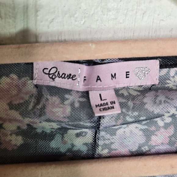 Retro Y2k Crave Fame Floral Mesh Sheer Top - Picture 5 of 7